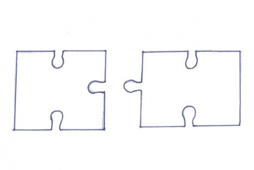 Összeillő puzzle medál pár - skicc